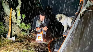 Night Camping in Heavy Rain! • 2 Days in the Forest - Rainstorm, Bad Weather, Rain Camping