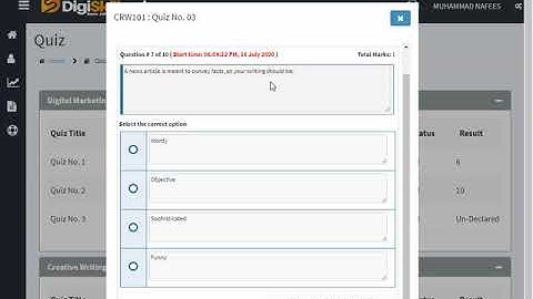 Creative Writing Quiz 3 Batch 7 Solution | Digiskills |