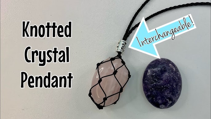 Crystal Holder Macrame Cage Necklace - Interchangeable Stone - Magic Crystals Opalite
