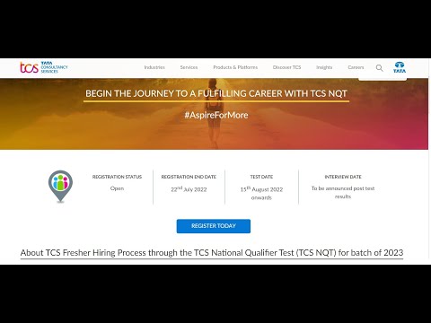 How to Register and Apply for TCS National Qualifier Test (TCS NQT)-2023 Batch