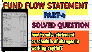 PART-4. FUND FLOW STATEMENT. SOLVED QUESTION ON STATEMENT OR SCHEDULE OF CHANGES IN WORKING CAPITAL