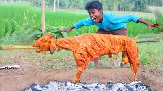 Primitive Technology: FULL GOAT Tandoori | Hunting Full Goat Grilled Eating Delicious Hunter Cooking