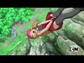 Greninja and frogadier saves serena and clemont from falling  pokemon xyz in english 
