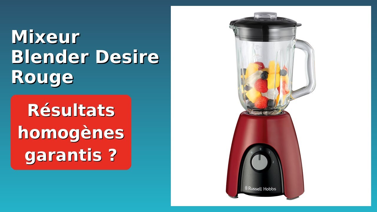 Blender Russell Hobbs Desire 1,5L - 650W, 6 Lames Inox, Fonction Pulse, Bol En Verre - Rouge Et Noir