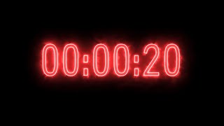 Red fire neon timer 20 seconds (countdown)