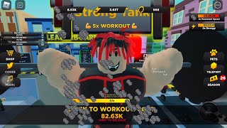 3.63T after rebirth glitch with 45M strength Strongman Simulator Roblox