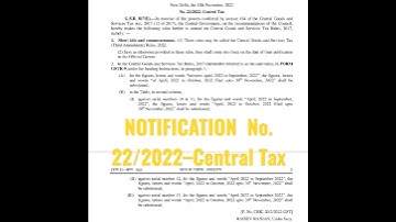 NOTIFICATION  No. 22/2022–Central Tax