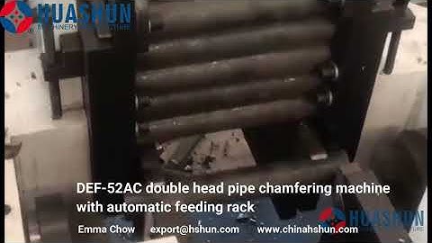 Huashun Double Head Pipe/Bar Chamfering Deburring Machine with Automatic Feeding Rack