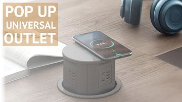 Office Desk Worktop Pop Up Electrical Universal Outlet Socket Extension & Qi Charger