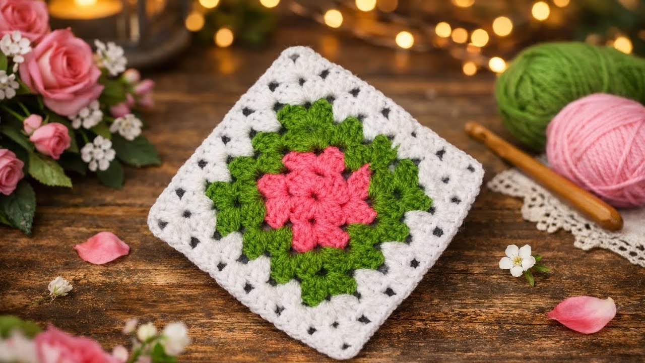 Easy Crochet grannysquare step by step for Beginners مربع الجراني بطريقة جد سهلة للمبتدئين