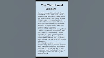 The third level class 12 summary| the third level #class12 #english