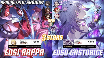 NEW Apocalyptic Shadow Floor 4 3 Stars| E0S1 Rappa & E0S0 Castorice | Honkai: Star Rail 3.6