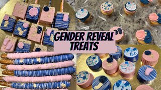 Navy \& Pink Gender Reveal Treat Table