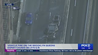 Fire on BQE during multi-vehicle crash