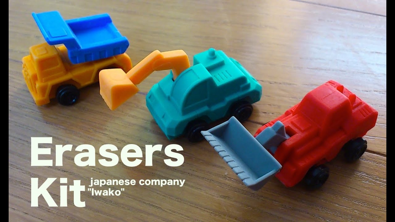 Iwako Erasers Kit！ Construction Vehicles Trucks in japan YouTube