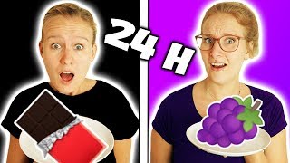 24 Stunden NUR EINE FARBE ESSEN Challenge -Kathi VS Nina -Wer hält 1 Tag ekliges Essen länger durch? screenshot 4