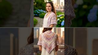Crochet triangular shawl with a half granny square pattern #crochetshawl #crochetting #shorts