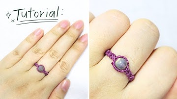 Very easy macrame ring tutorial for beginner | how to make a macrame ring with stone bead