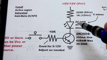 NPN BJT switch using 2N3904 bipolar junction transistor circuit for beginner learning electronics