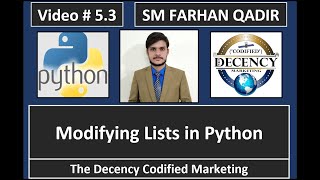 5.3 | Modifying Lists | Part-1 | #24 | #playlist #python #hindi #urdu #pythonprogramming #list