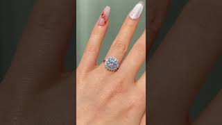 5 Ct. Certificated D Color Moissanite Stone Round Brilliant Cut Sterling Silver Ring,Flower Ring