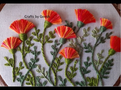 Hand Embroidery 3D fluffy flowers, Simple & Easy tutorial