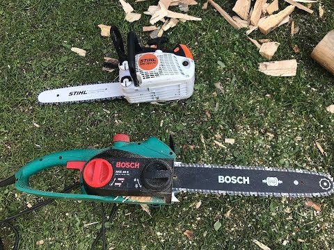 Fierastrau electric Bosch AKE 40 S vs Motofierastrau Stihl MS 193 TC