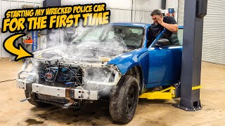 Starting My Wrecked Dodge Charger Police Car For The First Time (DID NOT GO WELL)
