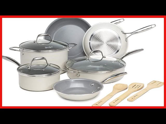 Goodful Nonstick Ceramic Cookware Set with Titanium-Reinforced