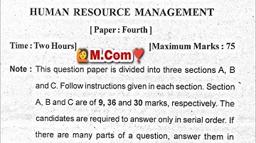 Human Resources Management questions paper| Human Resources Management previous year question paper
