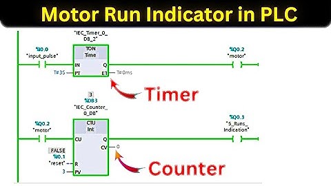 Motor Run indicator in PLC | TIA portal Ladder Logic with timer and counter