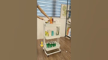 3-Tier Rolling Cart All Purpose Utility Cart Storage Cart Trolley on Wheels with Basket Black