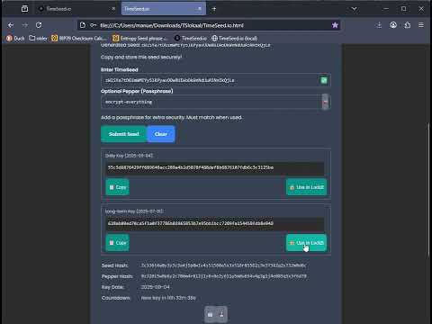 timeseed.io - quick start: generate & encrypt