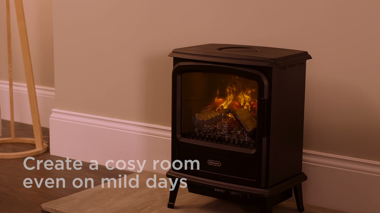 Dimplex Evandale Optimyst Freestanding Electric Stove with Realistic Log  Effect Fuel Bed - Pebble | Homebase