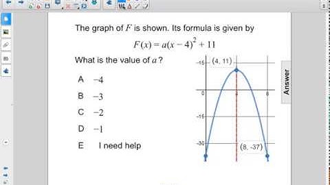 Algebra I Non Linear Functions Graph Quad Vertex Pt 3 Q56
