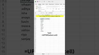 How to use UPPER Formula in Excel Text Formatting #shorts #tech #exceltutorial #exceltips #tamil