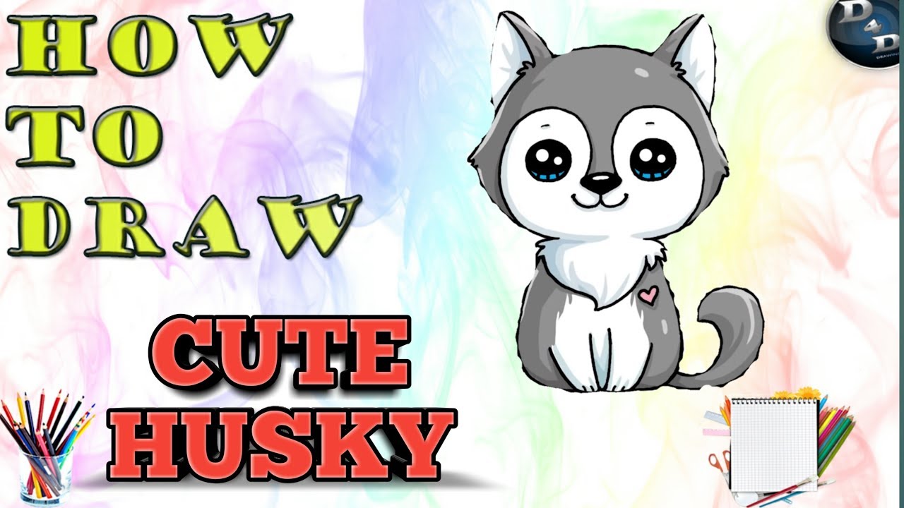 HOW TO DRAW CUTE HUSKY|STEP BY STEP EASY METHOD (2019) - YouTube