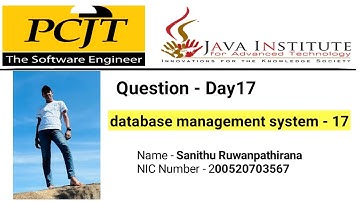 Data Base Task 17 | 1st Year | Java Institute | Sanithu Ruwanpathirana