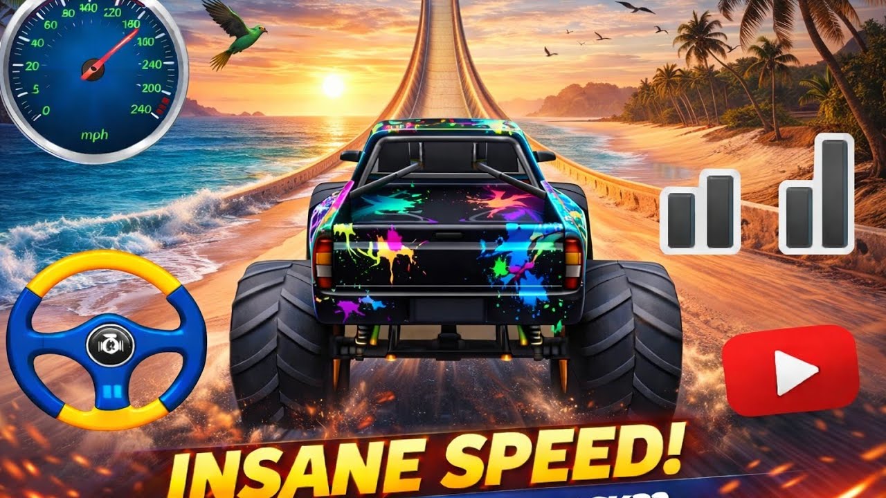 Monster Truck Crazy Stunts Race Gameplay | Impossible Ramp Challenge Game