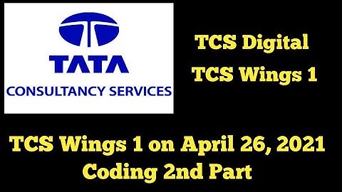 Competitive Programming | Tcs Digital | Tcs Wings1 Assessment on 26th April, 2021 | Coding 2nd Part