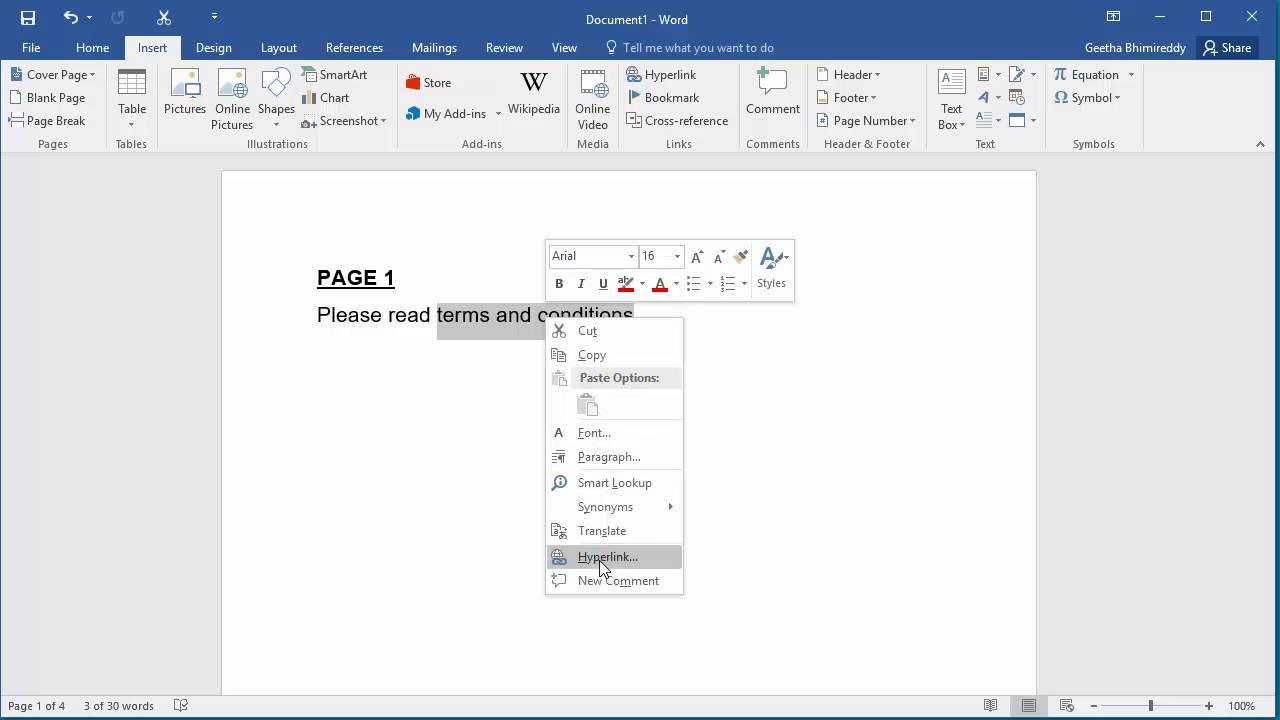 How to Create a Hyperlink for a Bookmark in document in Word 23