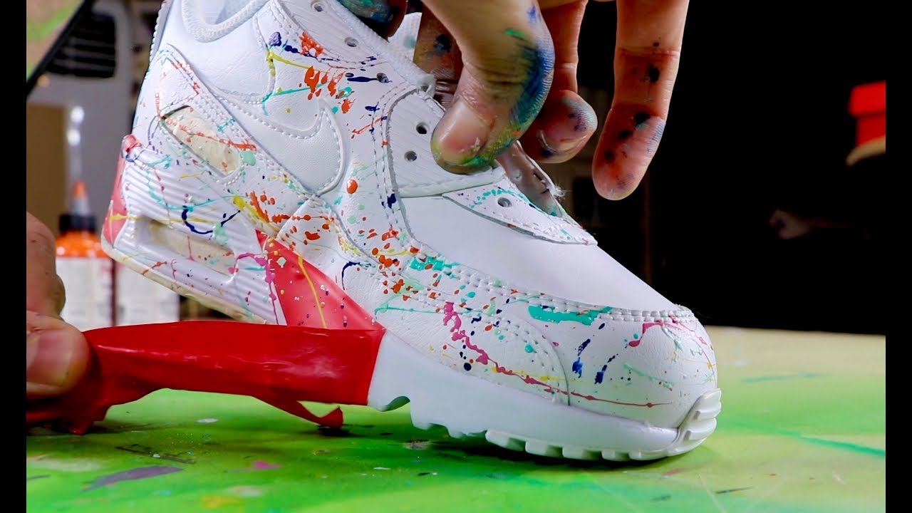 CUSTOM NIKE AIR MAX 90 USING DRIP LEATHER PAINT 