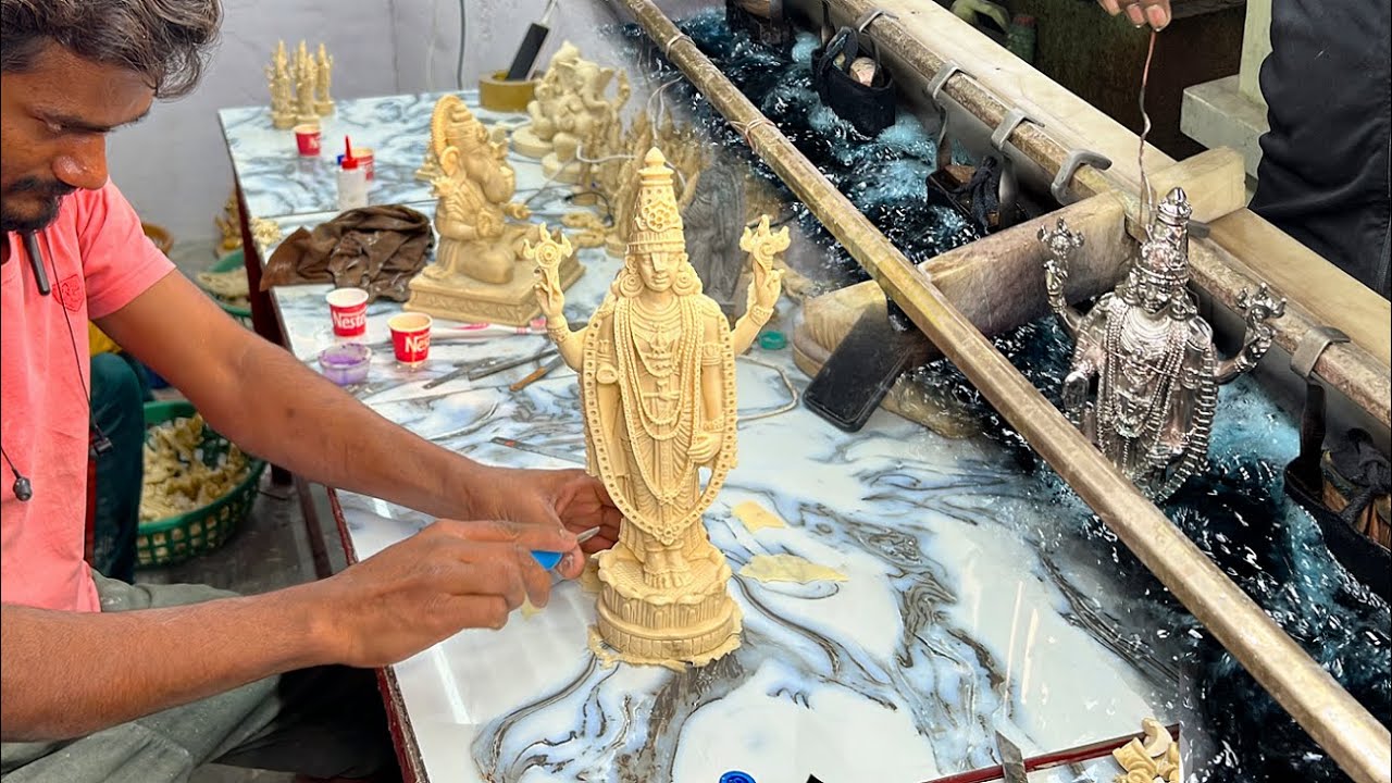 ⁣How it's made gold & silver plated god idols. Manufacturing prosses of 24 carat gold plated