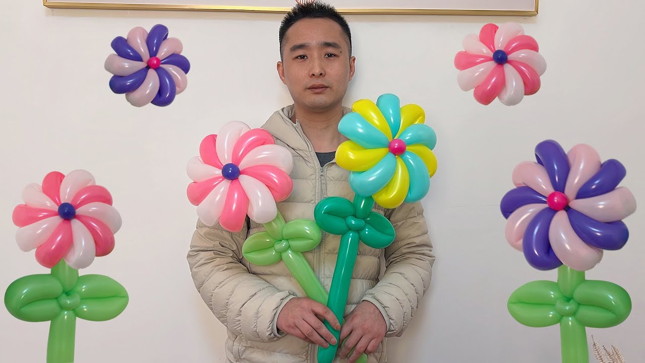 旋转花气球造型教学 扭波波气球教程 小陈带你玩气球 balloon teaching