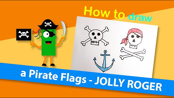Draw a Pirate Flag - JOLLY ROGER and Anchor for kids with EASY PEN.