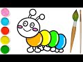 Bolalar uchun qurt rasm chizish/Рисуем гусеницу для детей/Drawing a worm with kids song