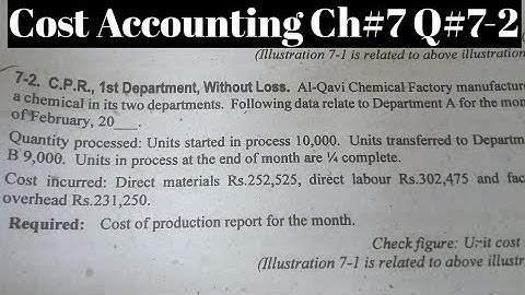 Cost Accounting||Chapter#7||Q#2