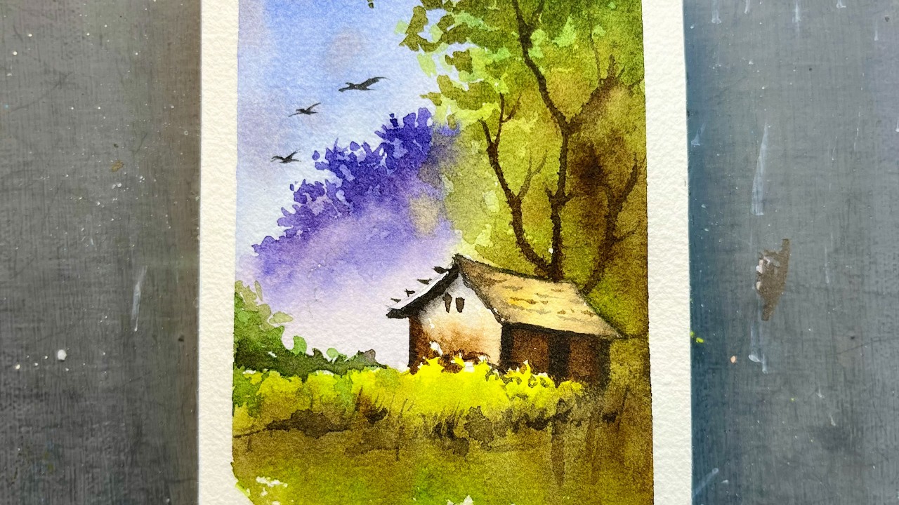 Simple Village Scene Painting for Beginners