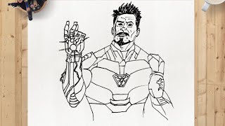 IRON MAN Drawing, Avengers, Infinity War, Tony Stark, Snapping Fingers