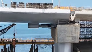 2025.10.14  淡江大橋工程  第3次飛行觀察 燈柱-彎頭焊接 淡水端 ML2-U5腹側翼板組模 各區進度施工 空拍LIVE 直播
